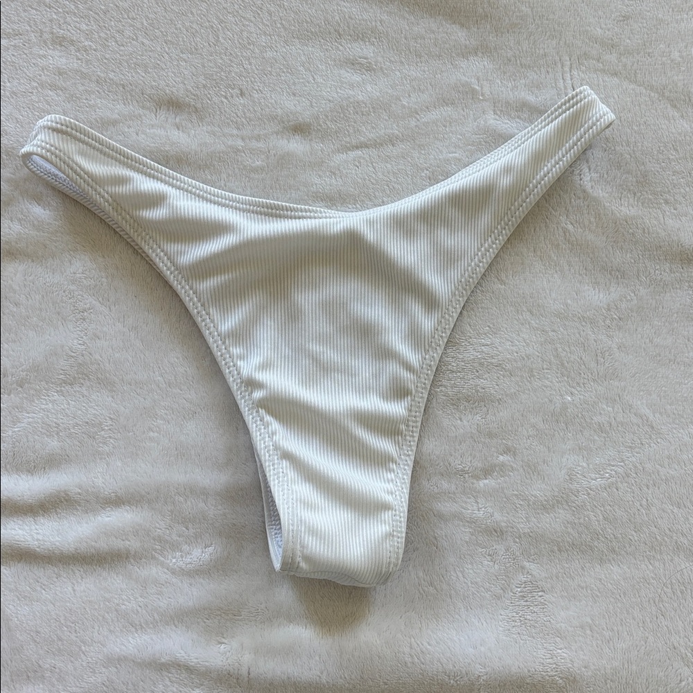 White Ribbed Bikini Bottom - Picture 2 of 4